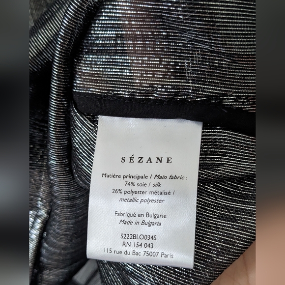 Sezane Abelia Blouse Metallic Silver US4 36 - Picture 8 of 10